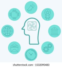 Head with puzzle vector icon sign symbol