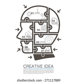 Head of puzzles info. Vector illustration