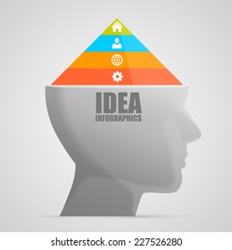 Head with a pyramid. Vector illustration