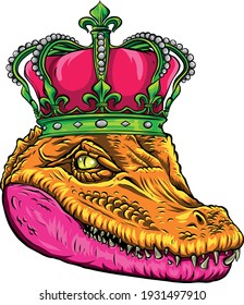head of queen crocodile vector illustration design