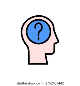 head question icon. Simple color with outline vector elements of brain process icons for ui and ux, website or mobile application
