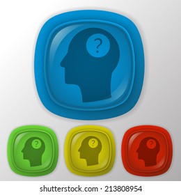 Head with a question mark. Avatar wonders. Icon help