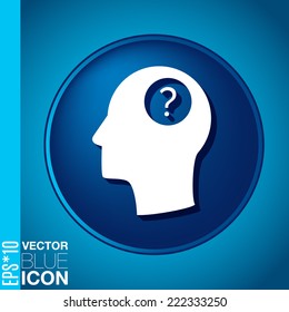 Head with a question mark. Avatar wonders. Icon help