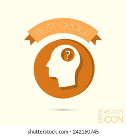 Head with a question mark. Avatar wonders. Icon help