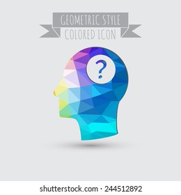 Head with a question mark. Avatar wonders. Icon help