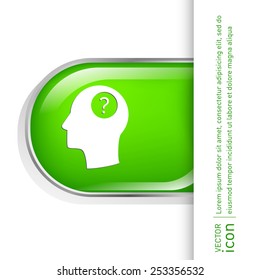 Head with a question mark. Avatar wonders. Icon help
