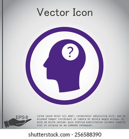 Cabeza con un signo de interrogación. Avatar se pregunta. Ayuda de iconos