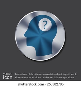 Head with a question mark. Avatar wonders. Icon help