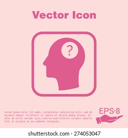 Head with a question mark. Avatar wonders. Icon help