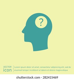 Head with a question mark. Avatar wonders. Icon help