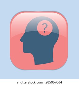 Head with a question mark. Avatar wonders. Icon help