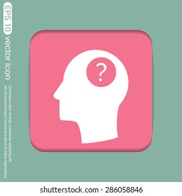 Head with a question mark. Avatar wonders. Icon help