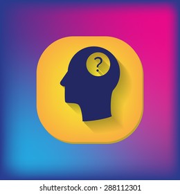 Head with a question mark. Avatar wonders. Icon help