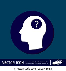 Head with a question mark. Avatar wonders. Icon help