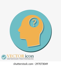 Head with a question mark. Avatar wonders. Icon help