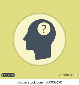 Head with a question mark. Avatar wonders. Icon help