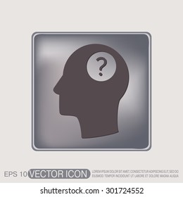 Head with a question mark. Avatar wonders. Icon help