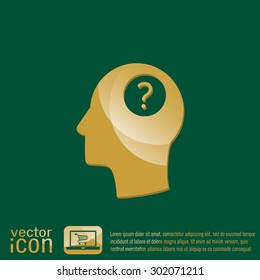 Head with a question mark. Avatar wonders. Icon help