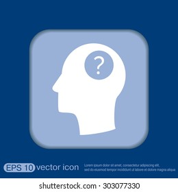 Head with a question mark. Avatar wonders. Icon help