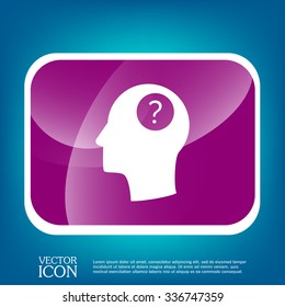 Head with a question mark. Avatar wonders. Icon help