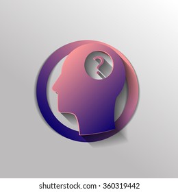 Head with a question mark. Avatar wonders. Icon help