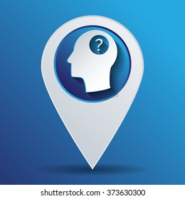 Head with a question mark. Avatar wonders. Icon help