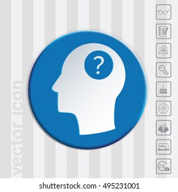 Head with a question mark. Avatar wonders. Icon help