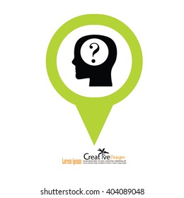 Head with question mark. Conceptual image.thought process.vector  illustration