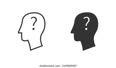 Head with question mark. Flat vector illustration.