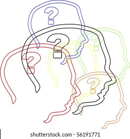Head with Question Mark Psychology Cognition Colors