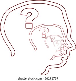 Head with Question Mark Psychology Cognition Reds