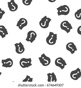 Head with question mark seamless pattern. Vector illustration for backgrounds