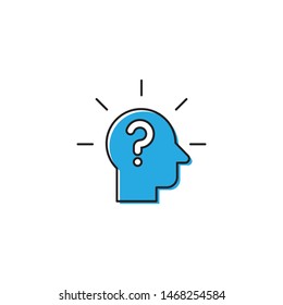 Head with question mark vector icon isolated on white background