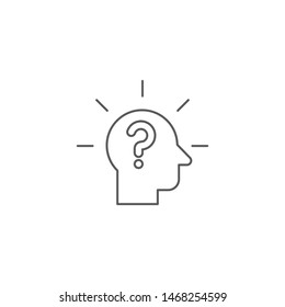 Head with question mark vector icon isolated on white background