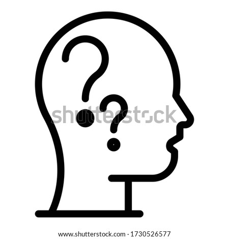 Head question task icon. Outline head question task vector icon for web design isolated on white background