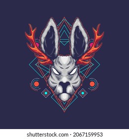 Head Rabbit Angry Logo Vector