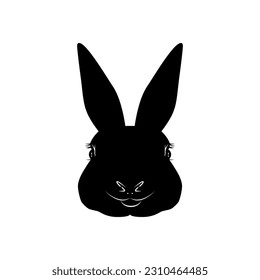 Head of the Rabbit or Bunny or Hare Silhouette for Art Illustration, Logo Type, Pictogram, Apps, Website or Graphic Design Element. Vector Illustration