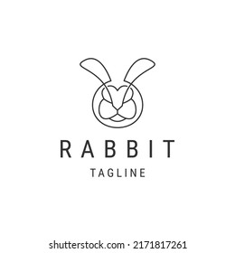 Head rabbit line logo icon design template flat vector