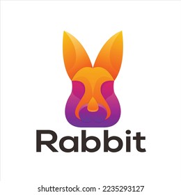 head rabbit logo colorfull ilustration