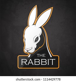 Head of rabbit on a dark background. Vector illustration with room for text.