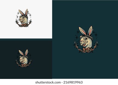 head of rabbit vector flat design