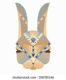 The head of rabbit vector illustration. Abstract animal, icon, print, card, logo. Isolated on white  background