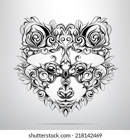 Head of raccoon in the ornament