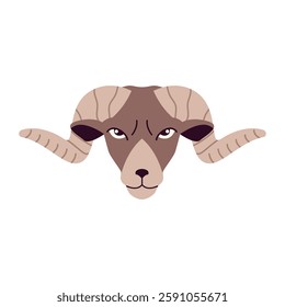Head of ram in flat style on white background.