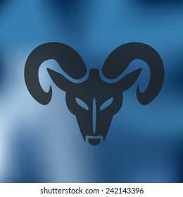 head of the ram icon on blurred background