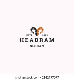 Head ram logo icon flat design template 