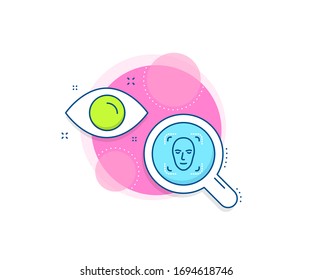 Head recognition sign. Research complex icon. Face detection line icon. Identification symbol. Analytics or analysis banner. Face detection sign. Vector