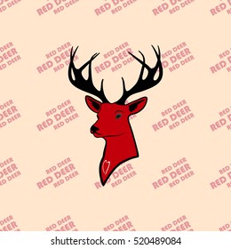 head of red deer with antlers. seamless texture. pattern and silhouette. For all who love wildlife. isolate on a yellow background.