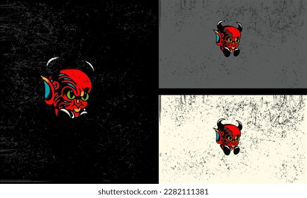 head red devil with horn vector mascot design
