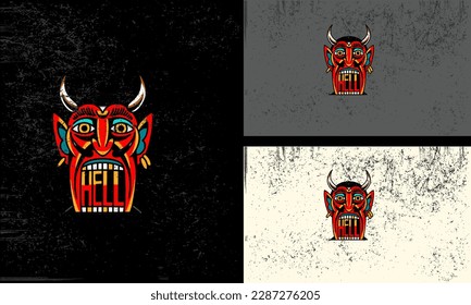 head red devil with horn vector mascot design